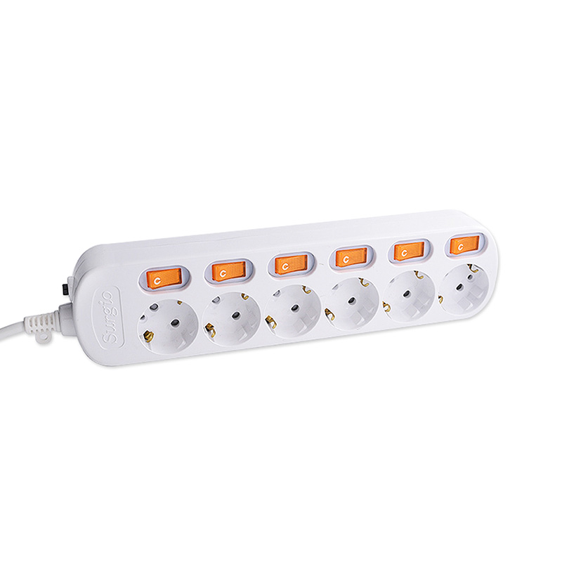 Instalación rápida 6 enchufes estándar de la UE con interruptor independiente Instalación rápida 6 enchufes estándar de la UE con interruptor independiente